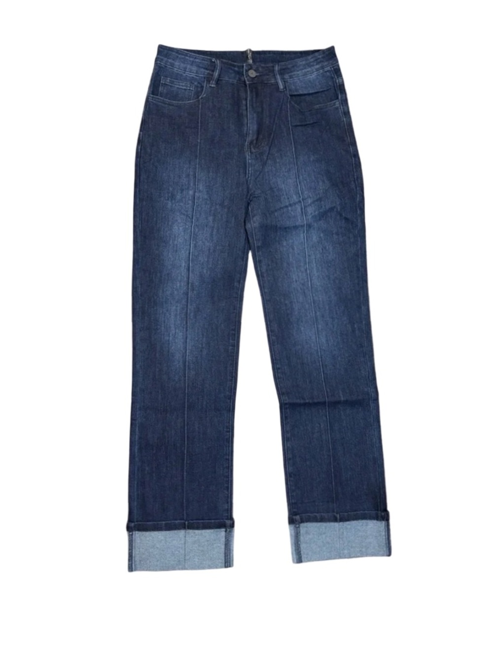 High-Rise Straight Leg Jeans in Dark Blue